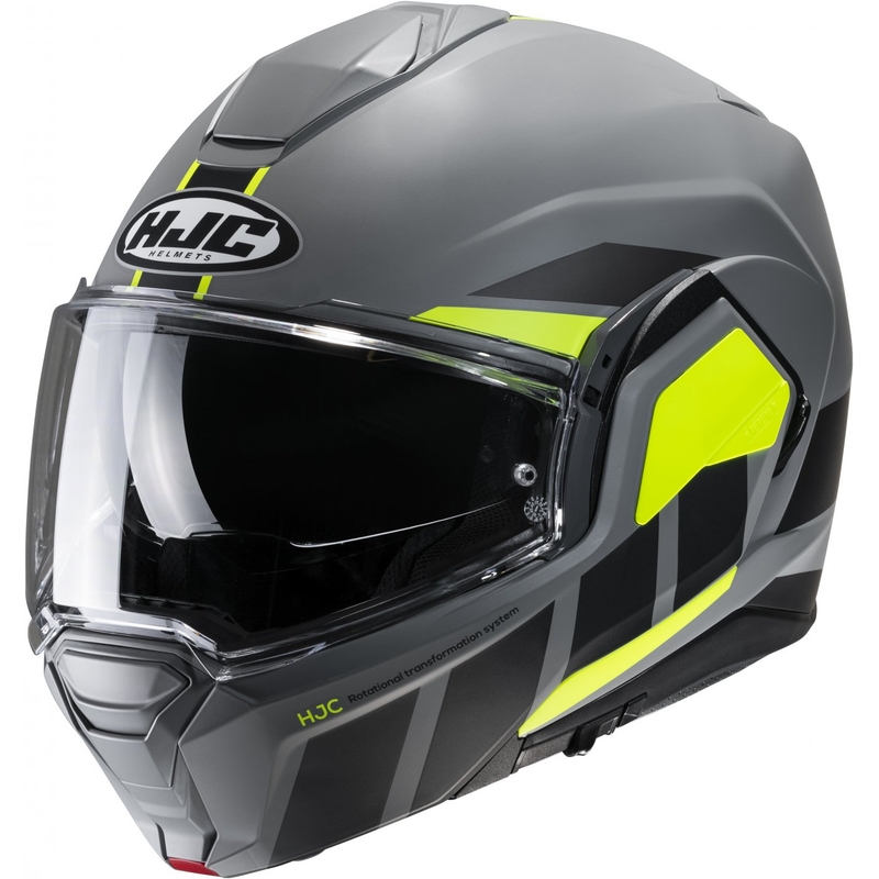 Casca pentru motocicleta HJC i100 Beis MC3HSF negru-gri-galben fluor