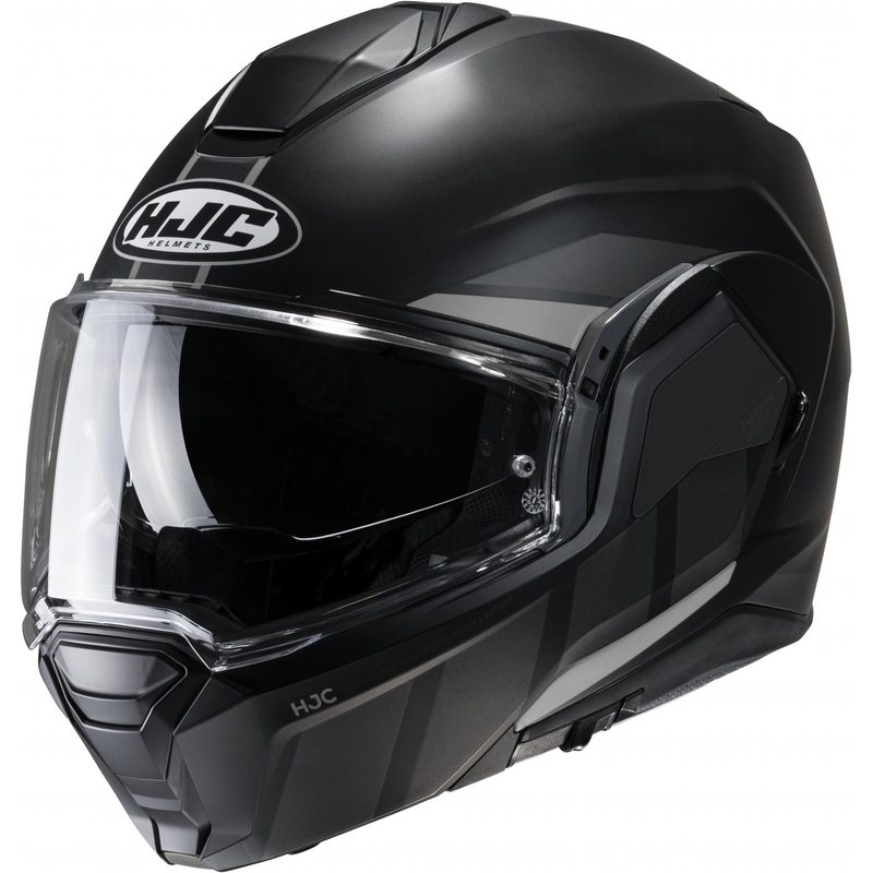 Casca de motocicleta rabatabila HJC i100 Beis MC5SF negru-gri lichidare