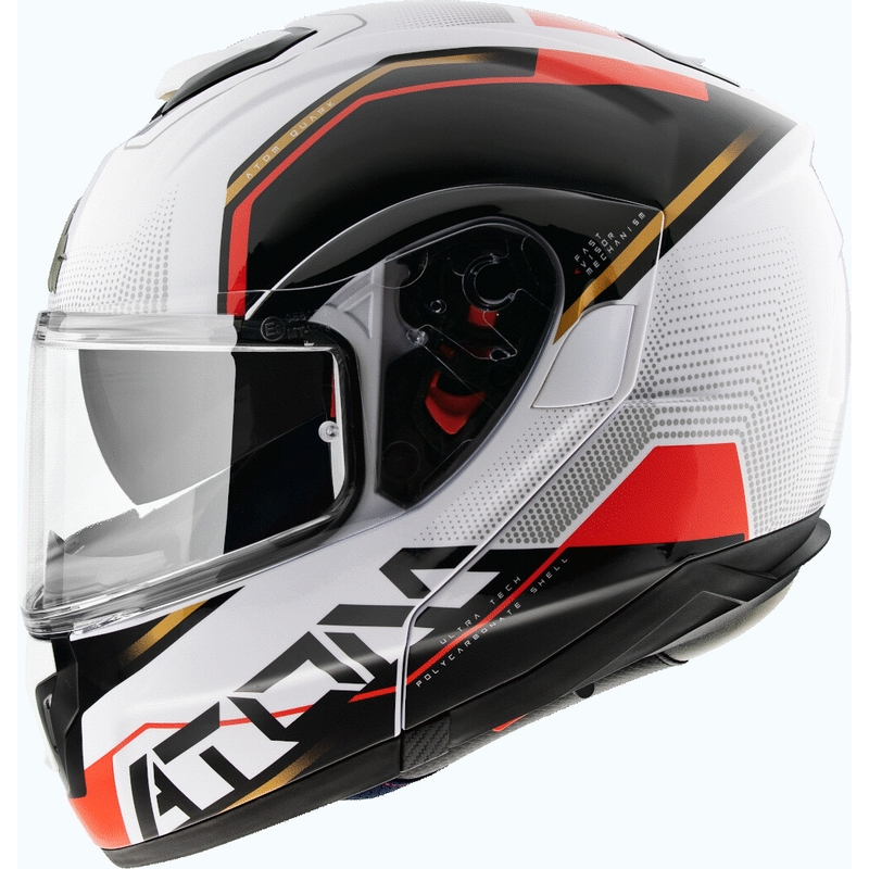 Cască de motocicletă MT Atom SV Quark B5 roșu-negru-alb
