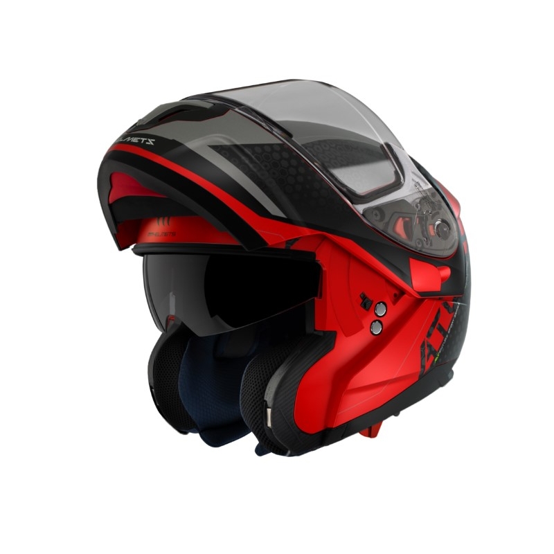 Cască de motocicletă flip-up MT Atom SV Adventure A5 negru-gri-roșu