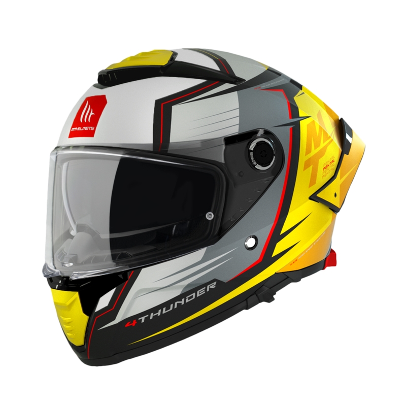 Cască de motociclist integrală MT Thunder 4 SV Pental B3 de culoare gri-galbenă
