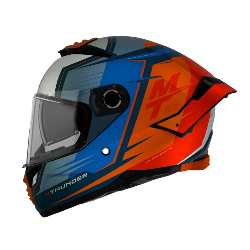 Cască de motociclist integrată MT Thunder 4 SV Pental B4 albastru-portocaliu