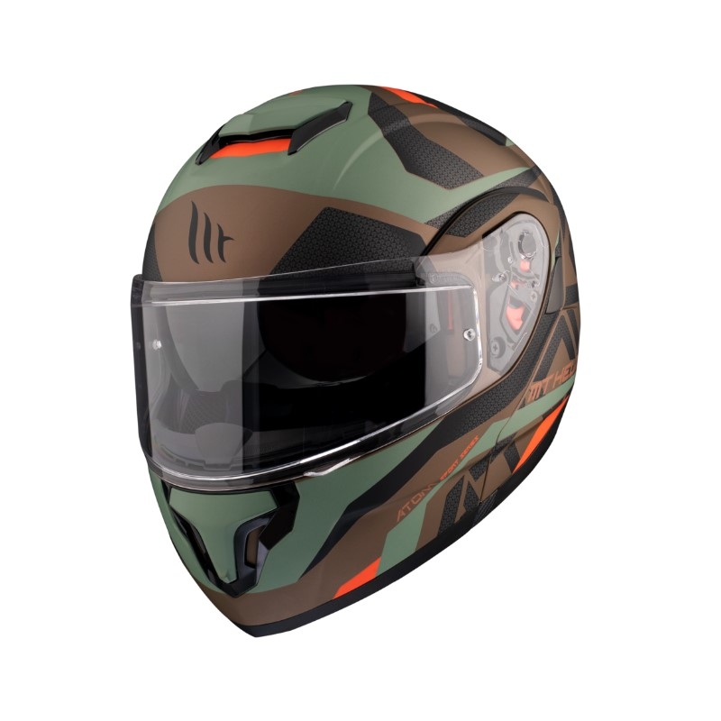 Cască de motocicletă MT Atom SV Skill A9 negru-verde-maroniu lichidare