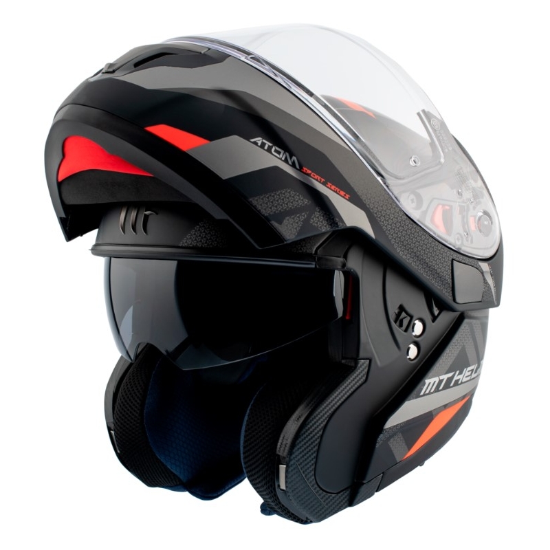 Cască de motocicletă MT Atom SV Skill A1 neagră tip-up