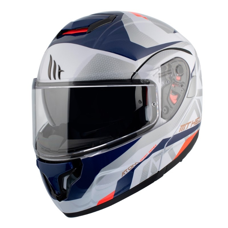 Cască de motociclist MT Atom SV Skill A0 alb-albastru lichidare