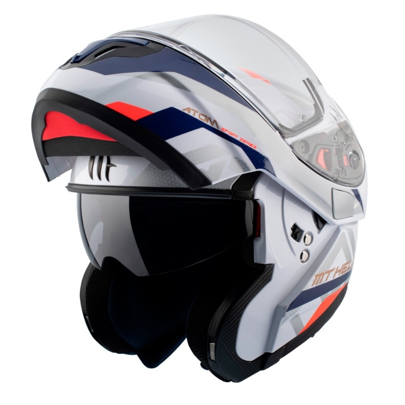 Cască de motociclist MT Atom SV Skill A0 alb-albastru lichidare
