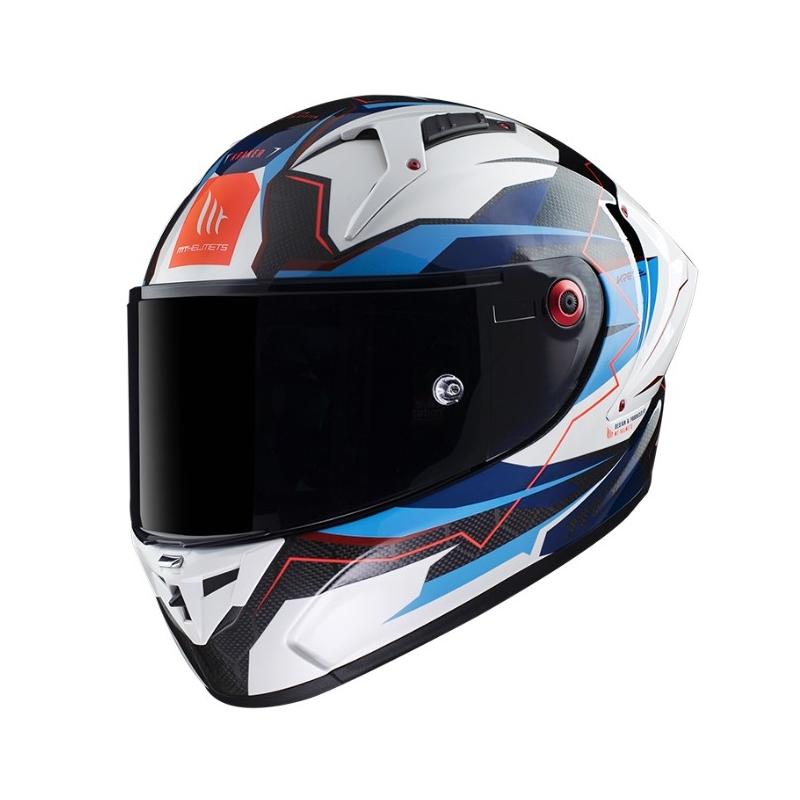 Cască de motociclist integrală MT KRE+ Carbon Kraker B7 negru-alb-albastru