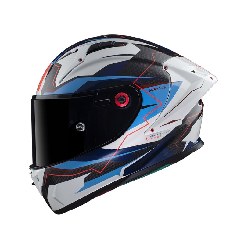 Cască de motociclist integrală MT KRE+ Carbon Kraker B7 negru-alb-albastru