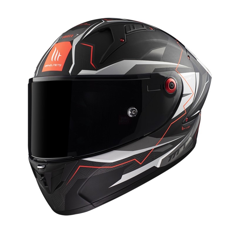 MT KRE+ Carbon Kraker C5 Cască de motocicletă integrală roșu-gri-negru