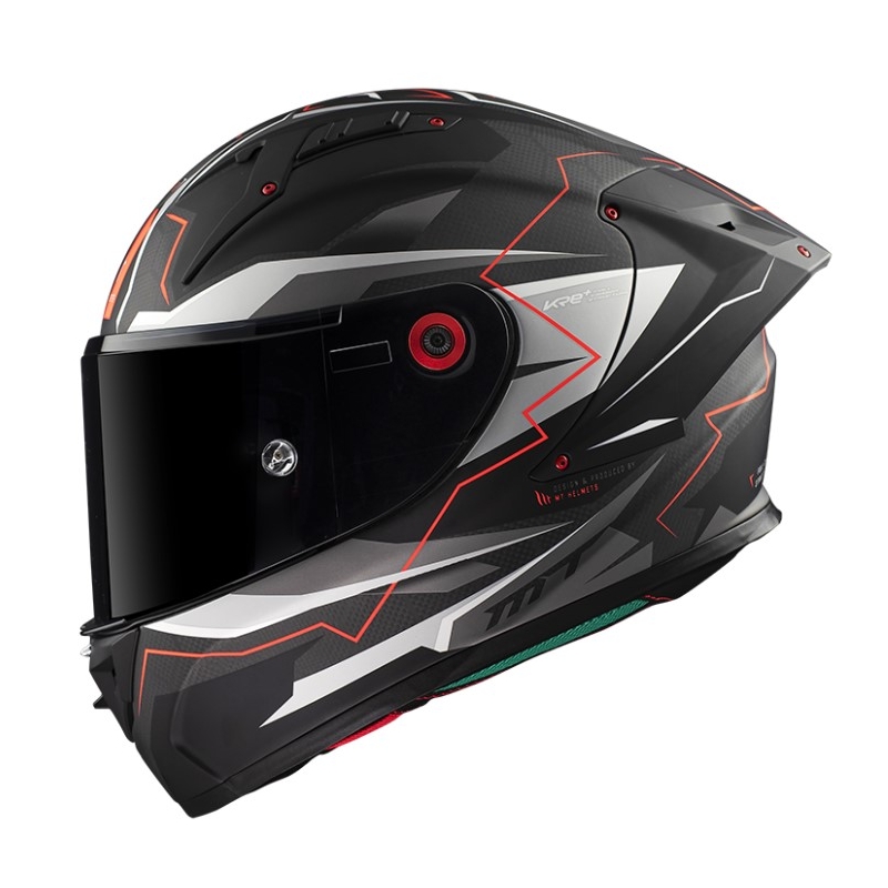 MT KRE+ Carbon Kraker C5 Cască de motocicletă integrală roșu-gri-negru