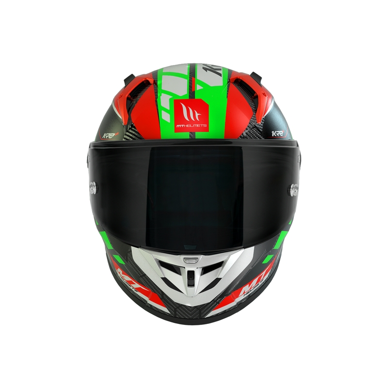 Cască de motocicletă integrală MT KRE+ Carbon Longlap Black-Green-Red