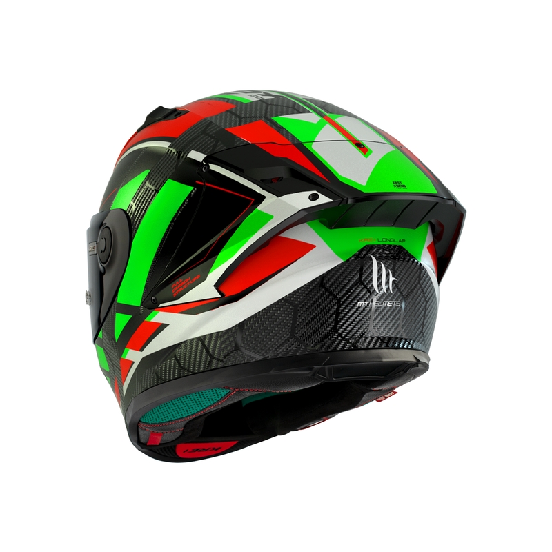 Cască de motocicletă integrală MT KRE+ Carbon Longlap Black-Green-Red