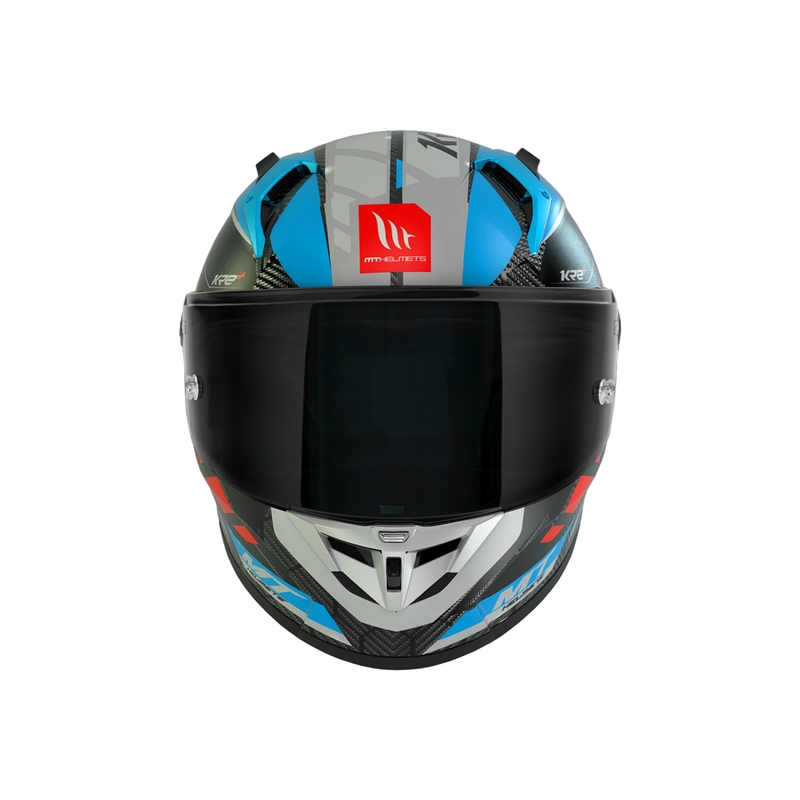 Cască de motocicletă integrală MT KRE+ Carbon Longlap negru-gri-roșu-albastru