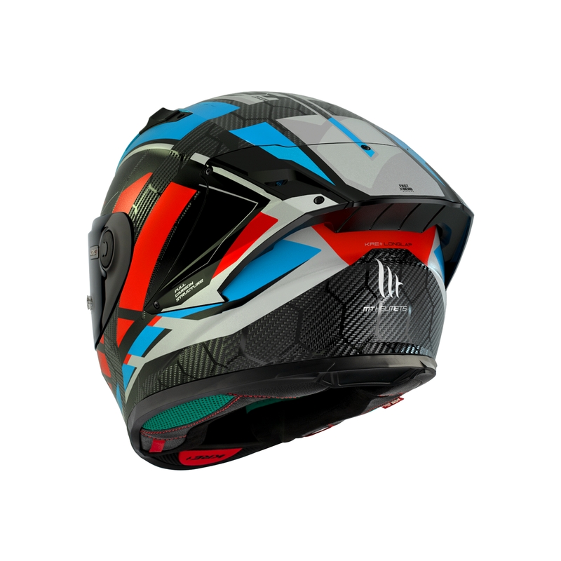 Cască de motocicletă integrală MT KRE+ Carbon Longlap negru-gri-roșu-albastru