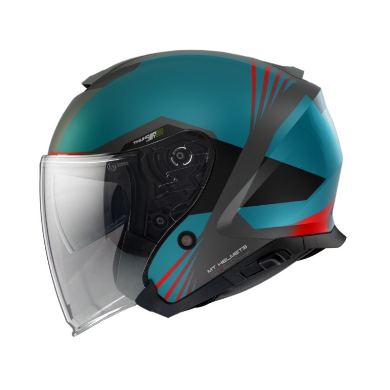 MT Thunder 3 SV Jet Stargate Stargate A2 Cască de motocicletă deschisă negru-gri-albastru lichidare