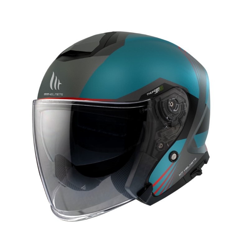 MT Thunder 3 SV Jet Stargate Stargate A2 Cască de motocicletă deschisă negru-gri-albastru lichidare