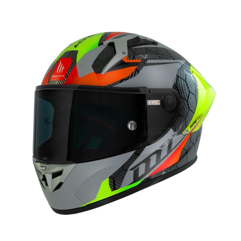 MT FF103PLUSC KRE+ Carbon Projectile D2 roșu-verde-cenușiu cască de motocicletă integrală MT FF103PLUSC