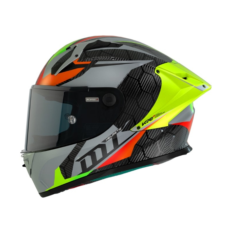 MT FF103PLUSC KRE+ Carbon Projectile D2 roșu-verde-cenușiu cască de motocicletă integrală MT FF103PLUSC