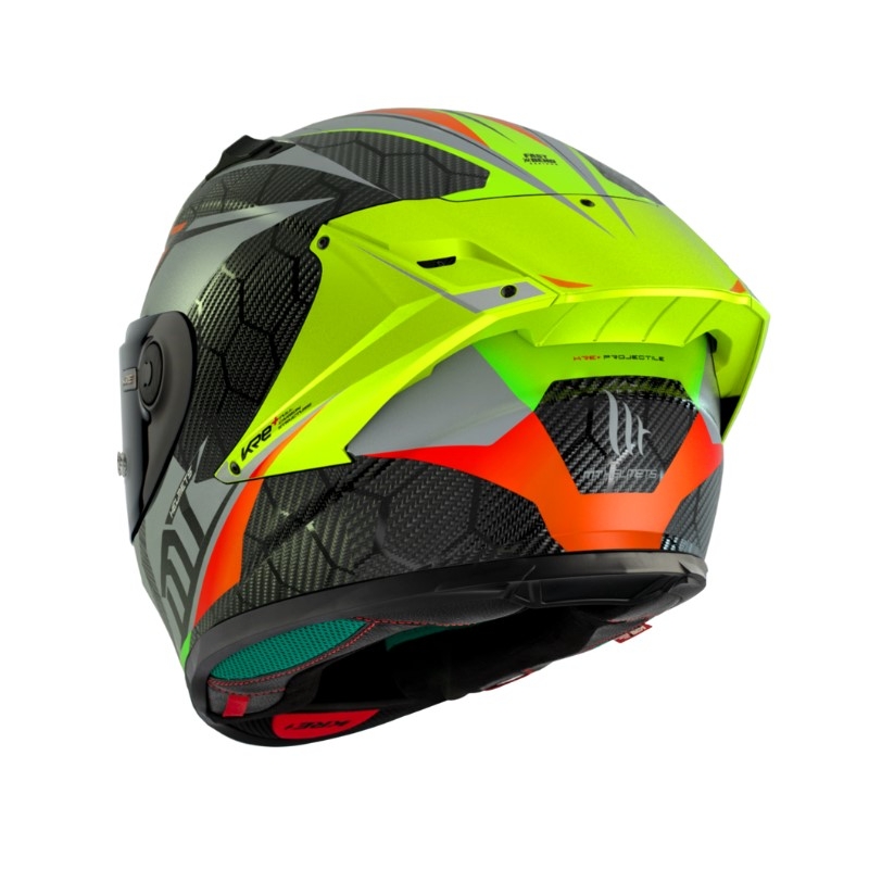 MT FF103PLUSC KRE+ Carbon Projectile D2 roșu-verde-cenușiu cască de motocicletă integrală MT FF103PLUSC