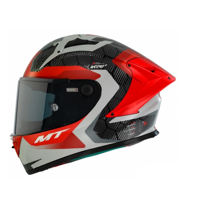 MT KRE+ Carbon Cască de motocicletă integrală gri-roșu puternică MT KRE+ Carbon