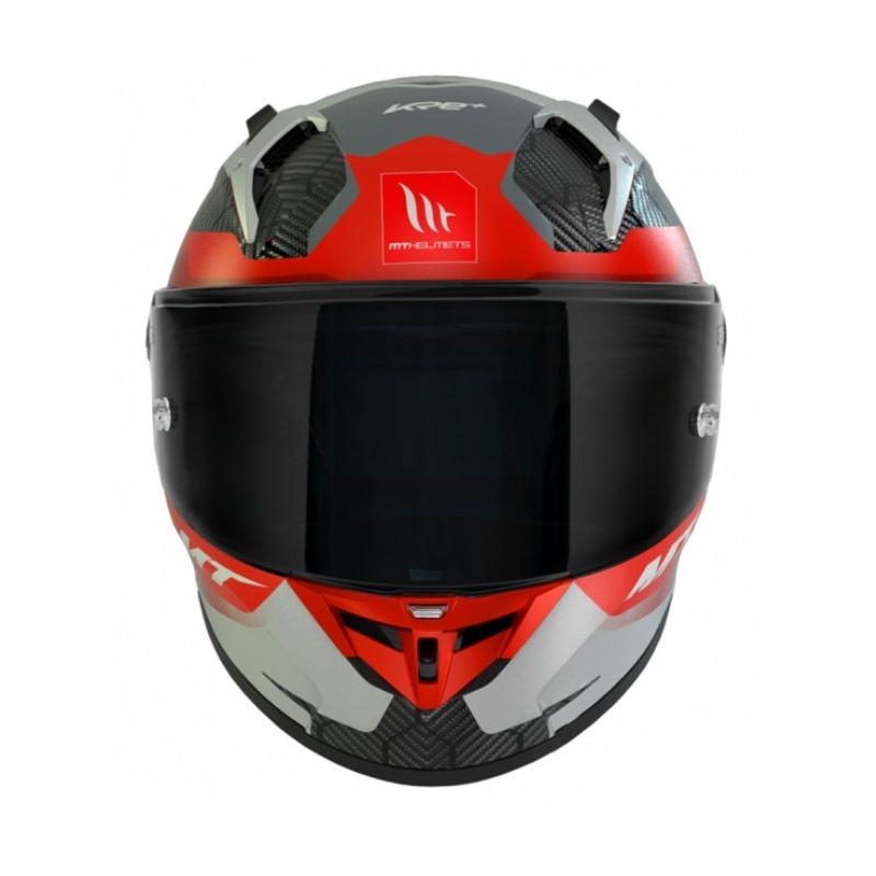 MT KRE+ Carbon Cască de motocicletă integrală gri-roșu puternică MT KRE+ Carbon