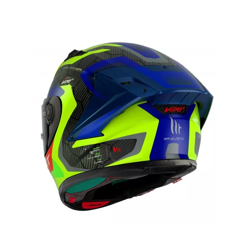 Cască de motociclist integrală MT KRE+ Carbon Powerful galben fluo-albastru