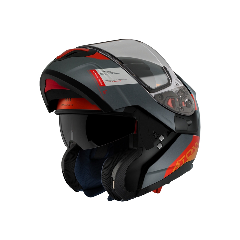 Cască de motociclist MT Atom SV Gorex B4 negru-gri-roșu-roșu-portocaliu tip-up lichidare