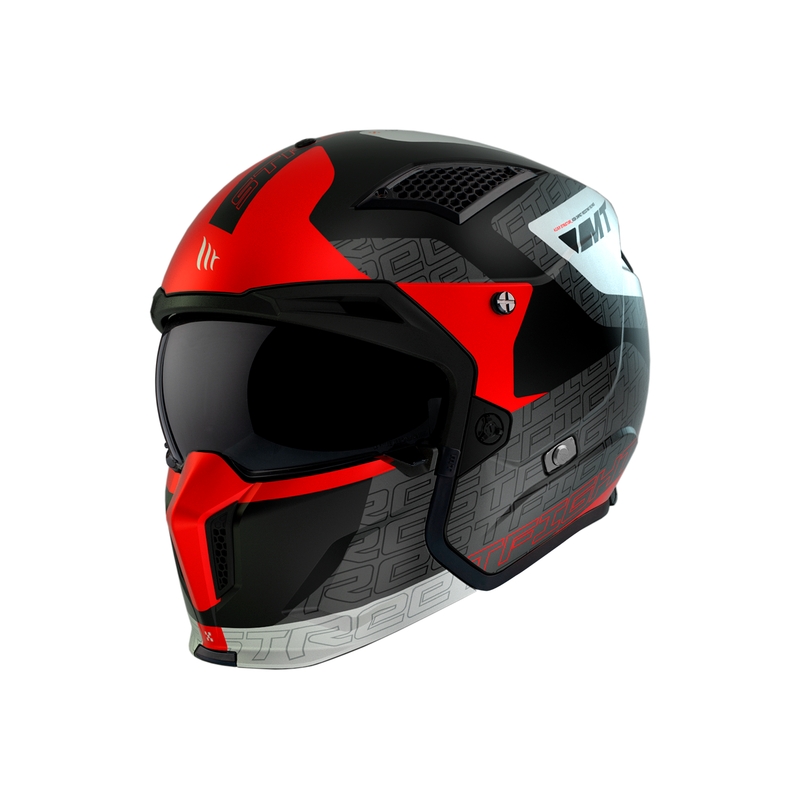 Cască de motocicletă MT Streetfighter SV Totem B15 negru-gri-alb-roșu lichidare