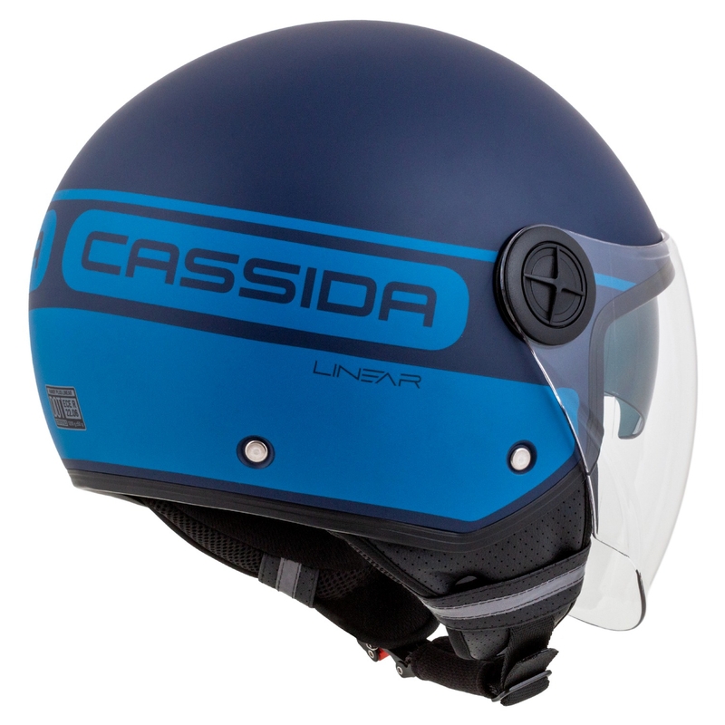 Cască de motociclist Cassida Handy Plus Linear deschis albastru