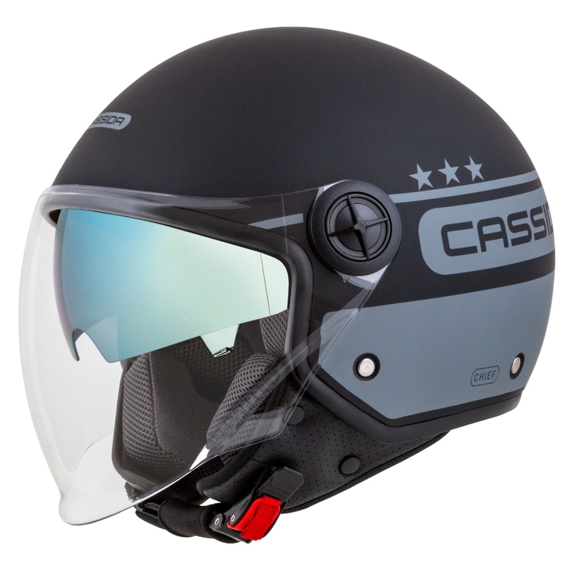 Cască de motociclist Cassida Handy Plus Chief deschisă gri-negru