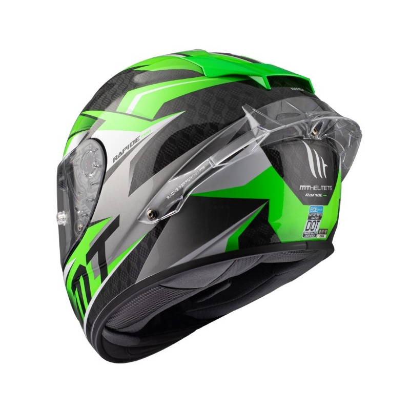 Cască moto integrală MT Rapide Pro Fugaz A6 negru-gri-alb-verde vânzare lichidare