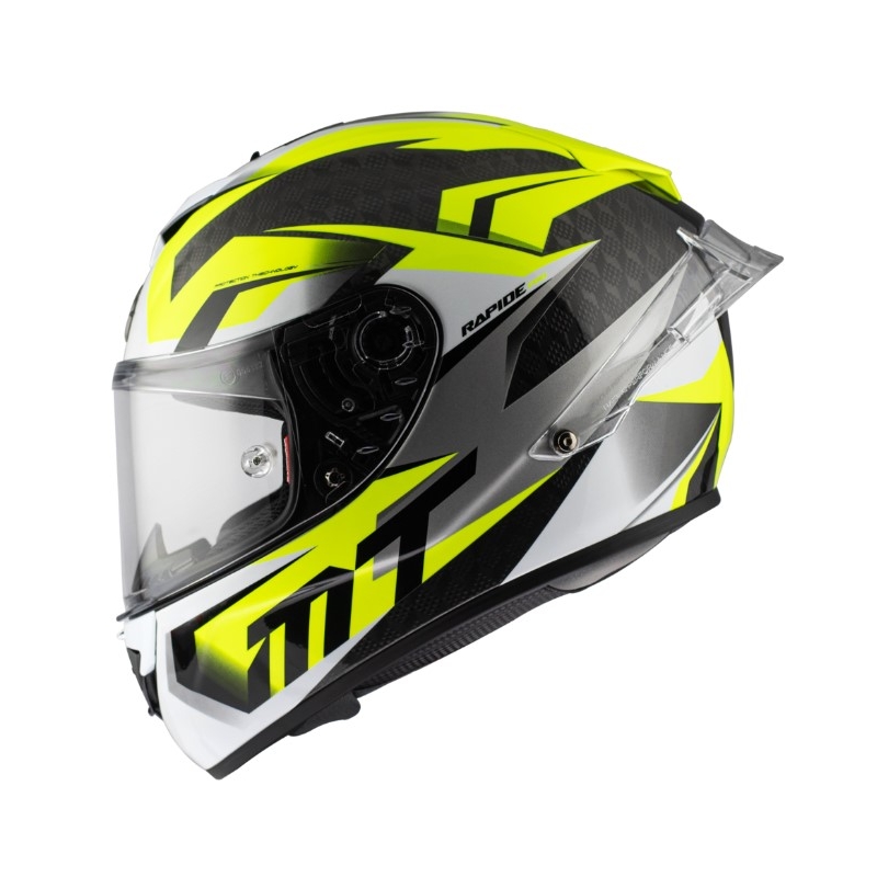 Casca moto integrala MT Rapide Pro Fugaz D3 negru-gri-alb-galben fluo