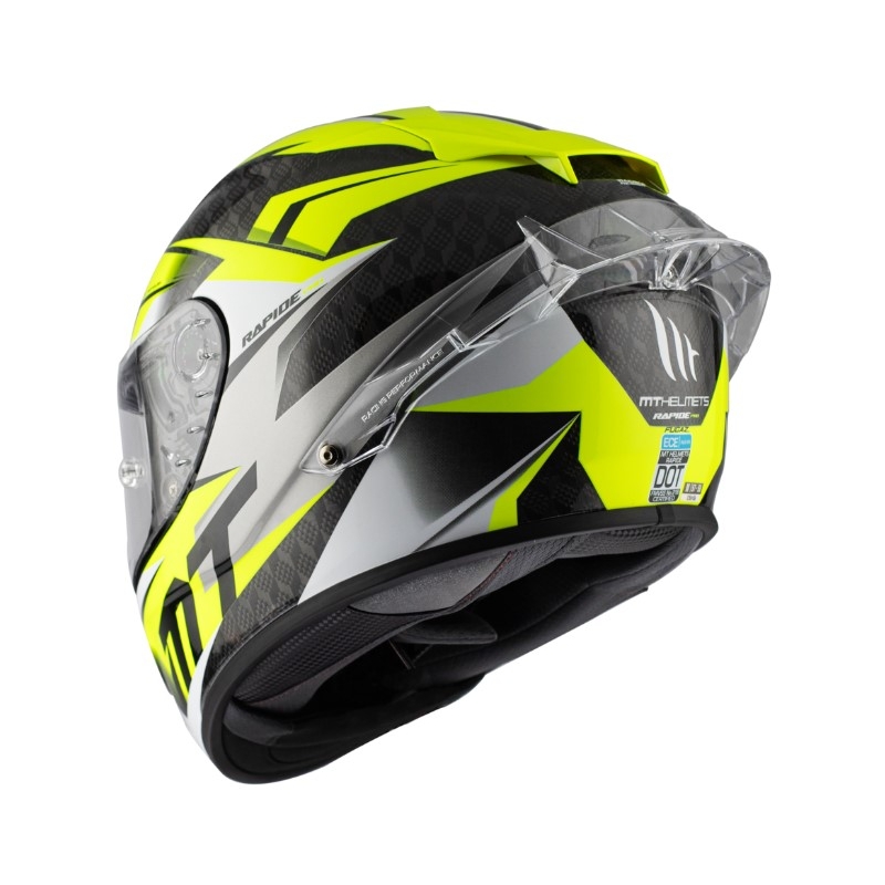 Casca moto integrala MT Rapide Pro Fugaz D3 negru-gri-alb-galben fluo