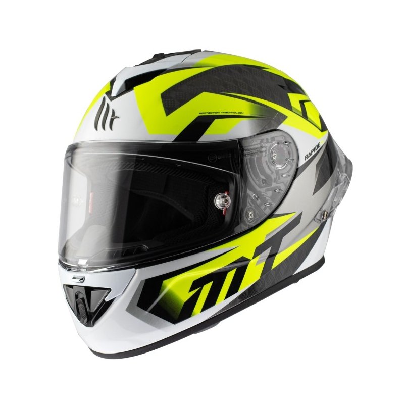 Casca moto integrala MT Rapide Pro Fugaz D3 negru-gri-alb-galben fluo
