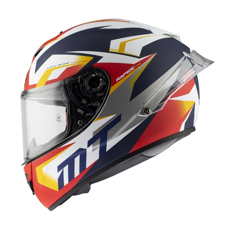 MT Rapide Pro Fugaz I0 cască de motociclist integrală alb-albastru-roșu