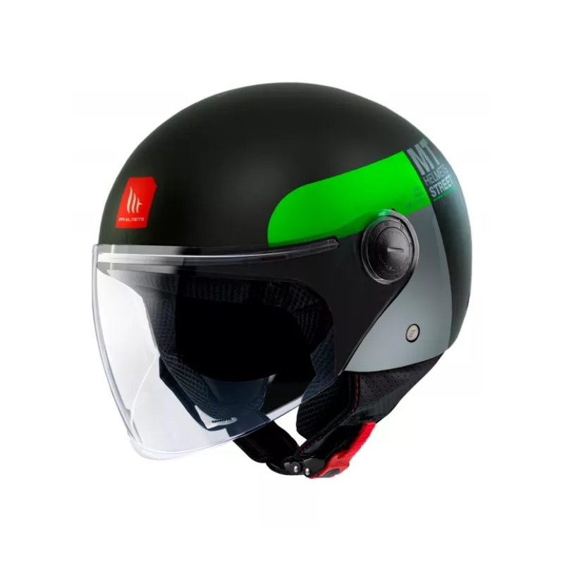 MT Street Inboard D6 Cască de motocicletă deschisă negru-verde lichidare