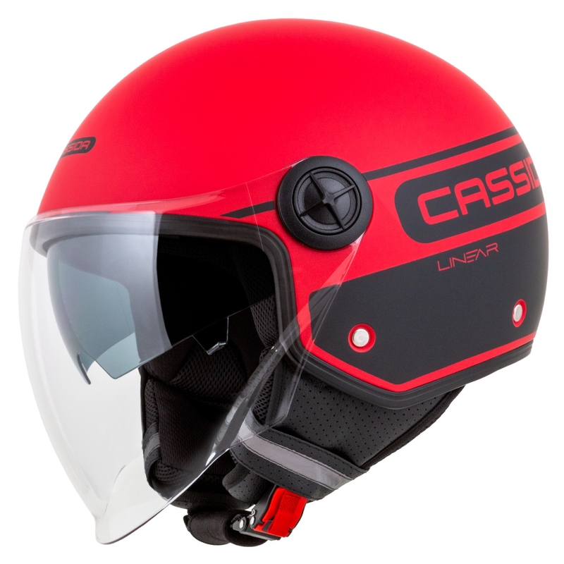 Cască de motocicletă Cassida Handy Plus Linear Open Red-Black