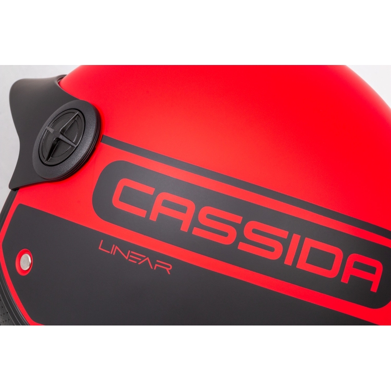 Cască de motocicletă Cassida Handy Plus Linear Open Red-Black