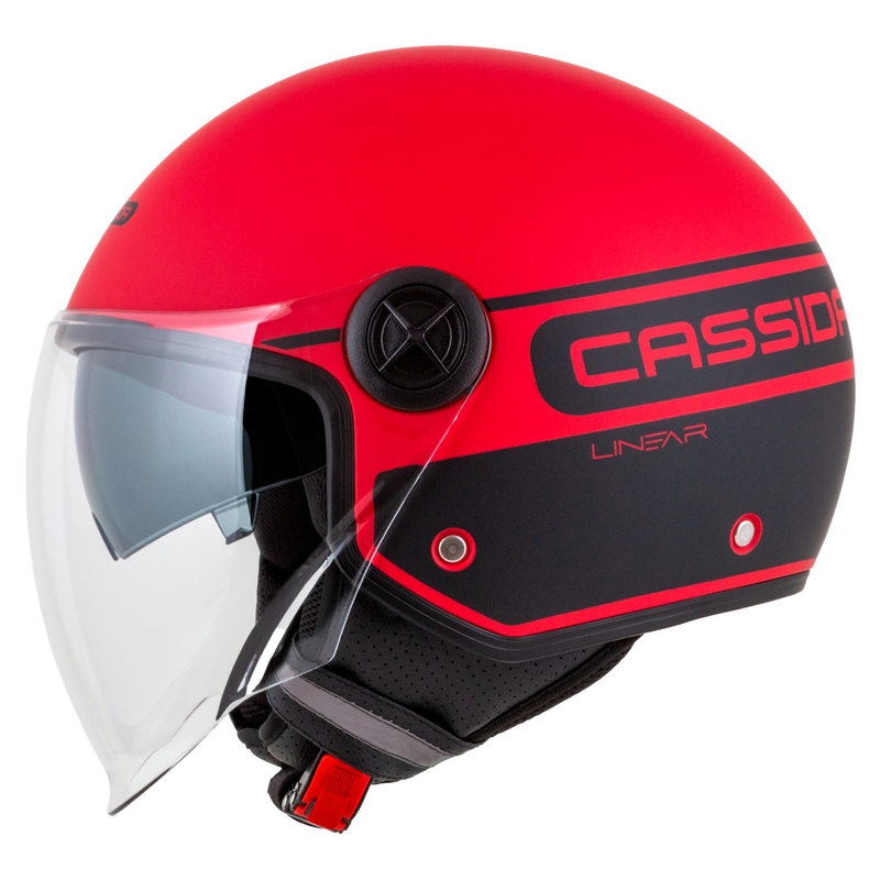 Cască de motocicletă Cassida Handy Plus Linear Open Red-Black