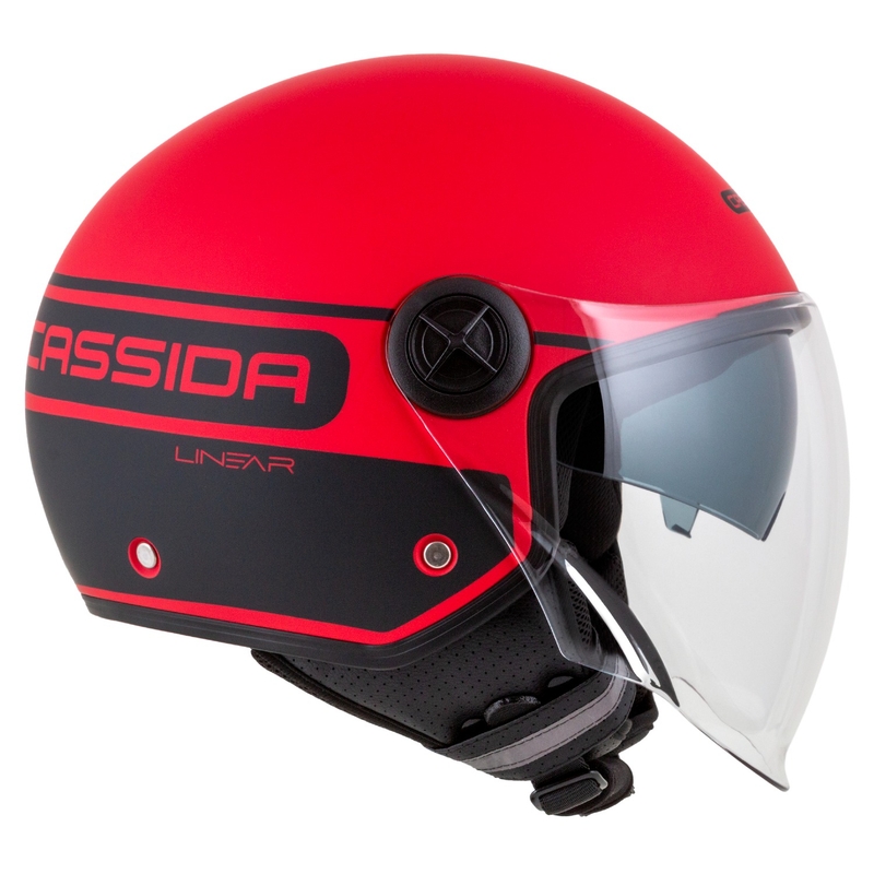 Cască de motocicletă Cassida Handy Plus Linear Open Red-Black