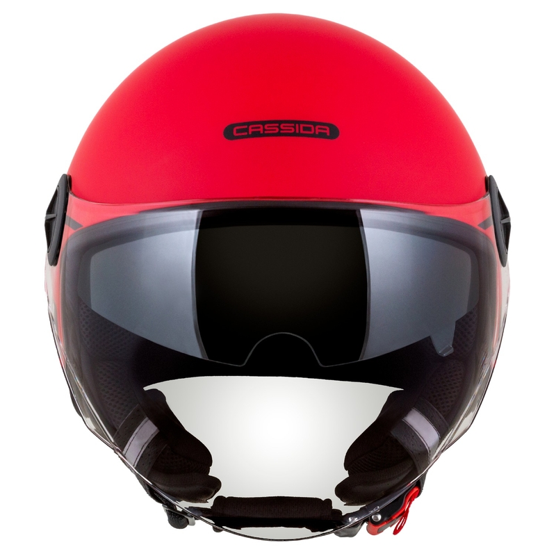 Cască de motocicletă Cassida Handy Plus Linear Open Red-Black