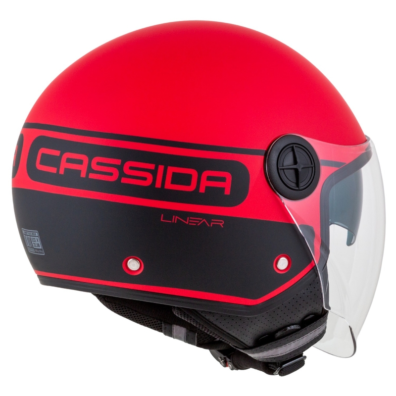 Cască de motocicletă Cassida Handy Plus Linear Open Red-Black