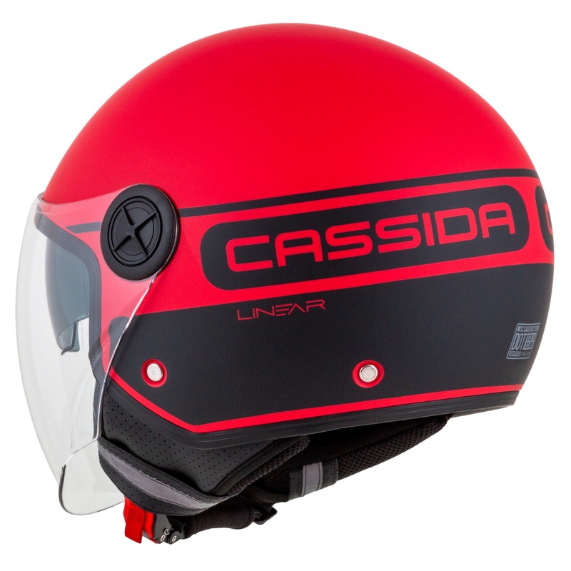 Cască de motocicletă Cassida Handy Plus Linear Open Red-Black