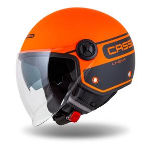 Cască de motociclist Cassida Handy Plus Linear deschisă portocalie-neagră