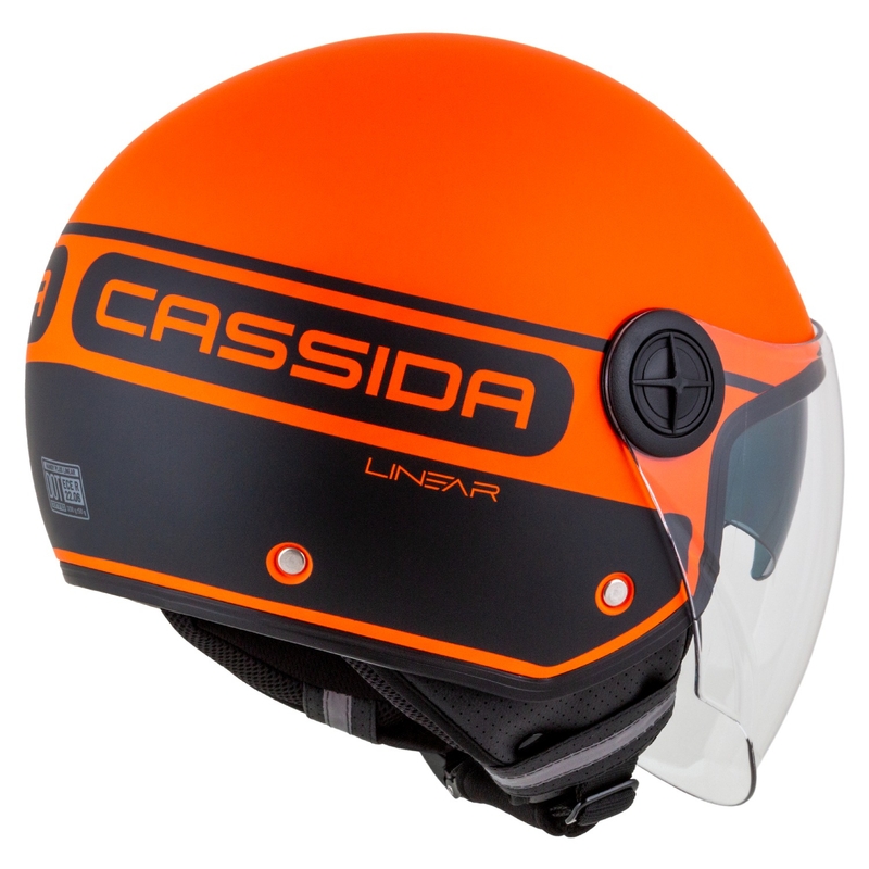 Cască de motociclist Cassida Handy Plus Linear deschisă portocalie-neagră
