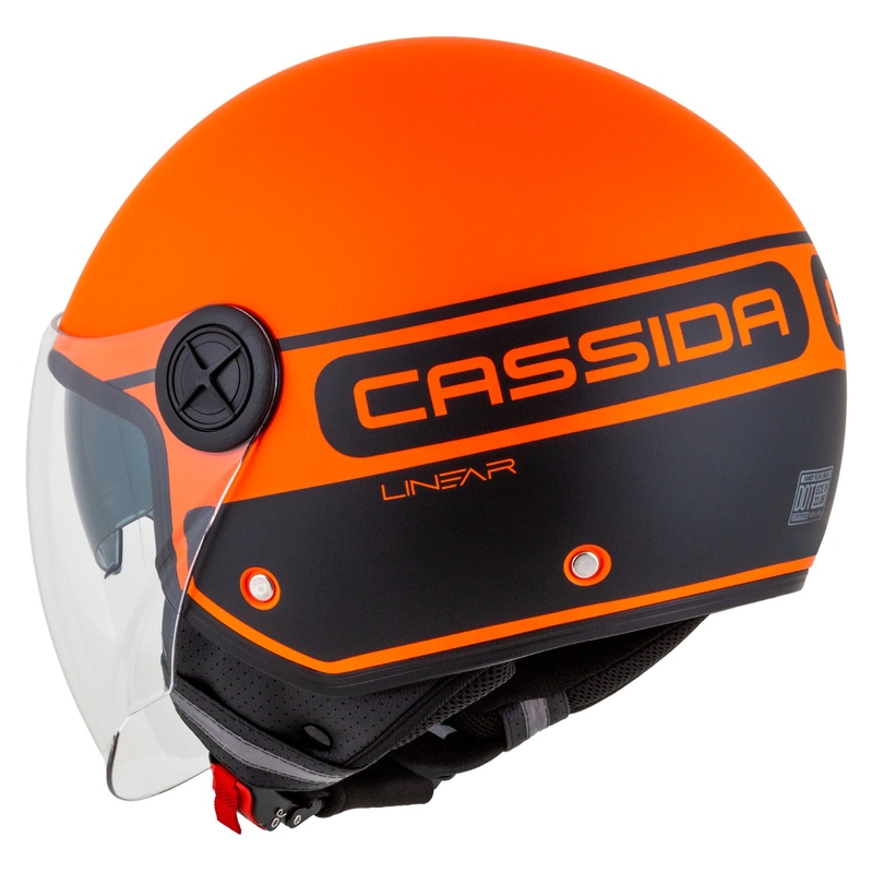 Cască de motociclist Cassida Handy Plus Linear deschisă portocalie-neagră