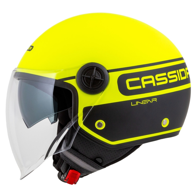 Cască de motociclist Cassida Handy Plus Linear galben-fluo-negru deschis