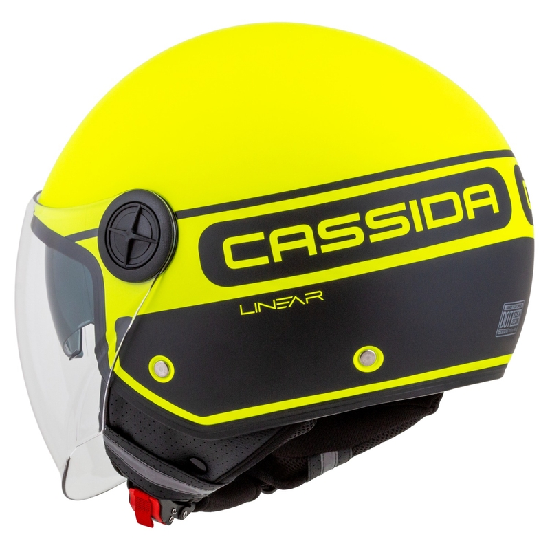 Cască de motociclist Cassida Handy Plus Linear galben-fluo-negru deschis