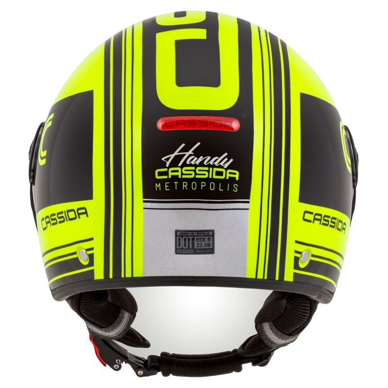 Cască de motocicletă deschisă Cassida Handy Metropolis Safety galben fluo-negru-reflectorizant gri deschis