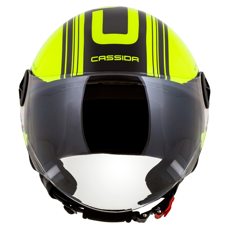 Cască de motocicletă deschisă Cassida Handy Metropolis Safety galben fluo-negru-reflectorizant gri deschis